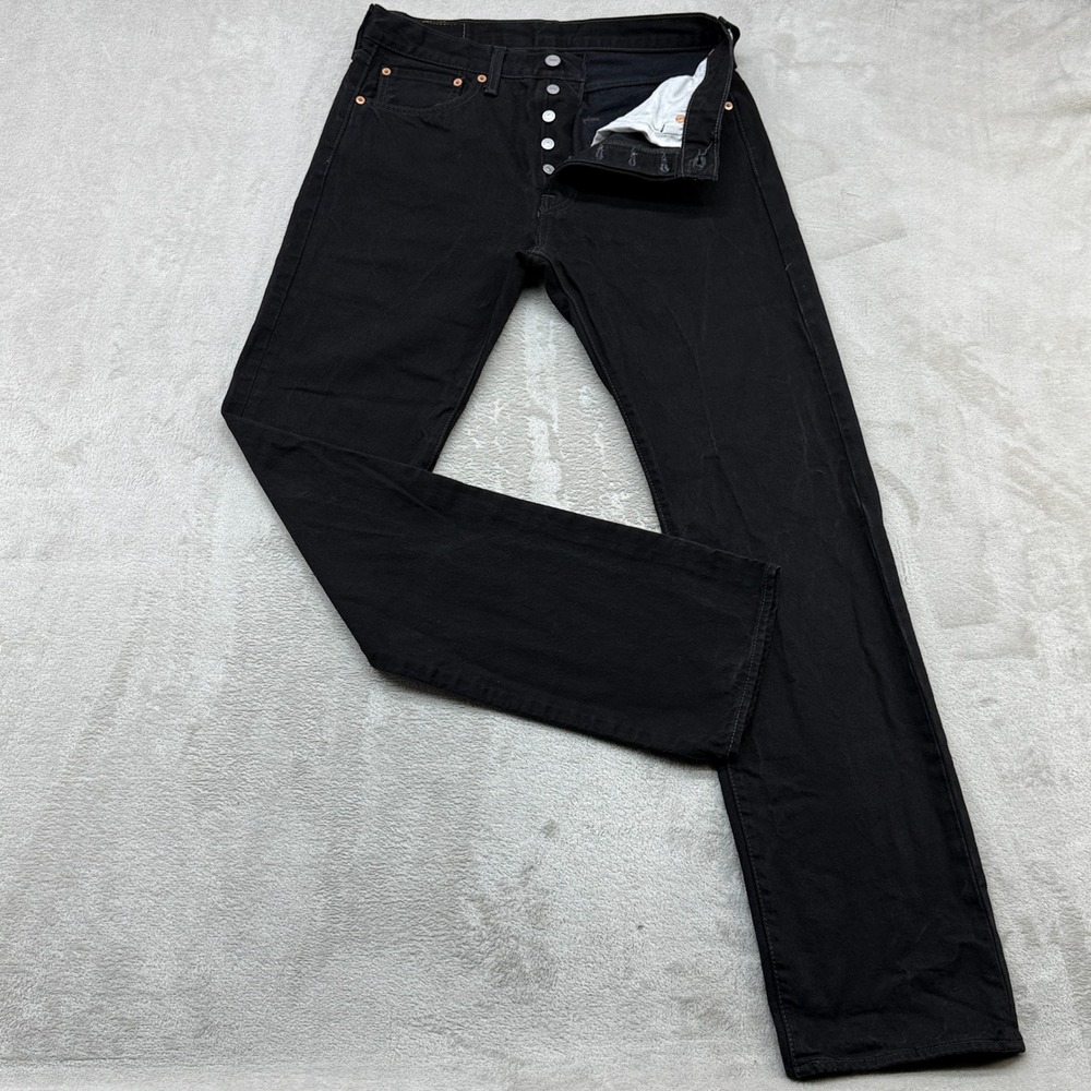 Levi's 501 Original Fit Jeans Mens 32x34 Black Straight Leg Button Fly Denim